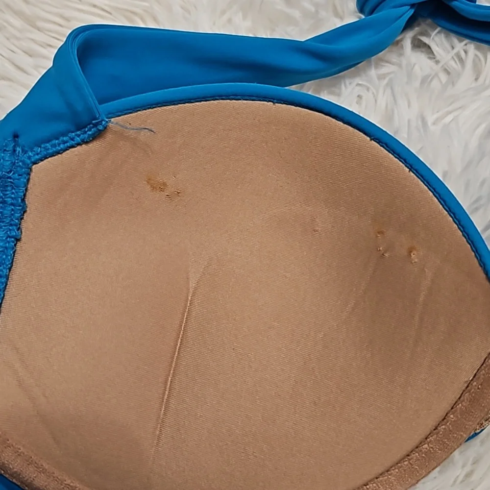 Victoria's Secret Bombshell Sexy Bikini top pushup Swim halter  Bra Blue 36 B - Picture 3 of 8